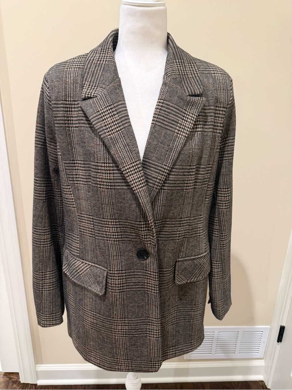 Bagatelle Collection - [Glen Plaid Single-Button Blazer in Brown and Black